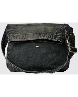 Our Legacy Cotton Denim Messenger Bag With Top Handle - Black