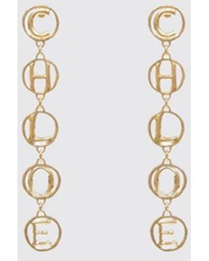 Chloé ChloÉ Script Hängeohrringe Aus Messing Mit-Finish Und Schriftzug-Logo - Weiß