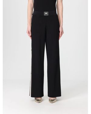 Elisabetta Franchi Viscose Knit Palazzo Trousers - Black
