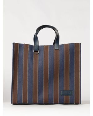 Fendi Bolso De Mano De Denim De Algodón Azul Con Rayas Bicolor