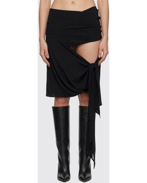 The Attico Asymmetric Jersey Skirt - Black