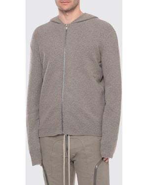 Rick Owens Zipped Knitted Hoodie - Grey