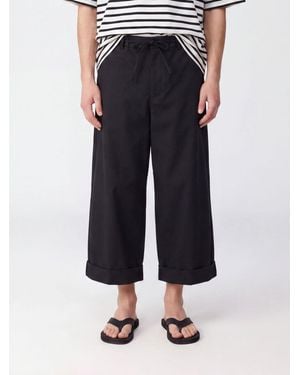 Jacquemus Wide-Leg Cotton Trousers With Mid-Rise Waist And Cuffed Hem - Blue
