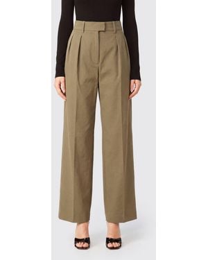 Magda Butrym Pleated Wide-Leg Cotton Tailored Trousers - Natural