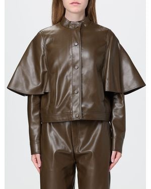 Twinset Kurze Kunstlederjacke Mit Stehkragen - Braun