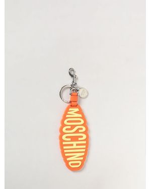 Moschino Brass And Rubber Keychain With Logo - White