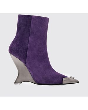 Philipp Plein Bottines En Suède Avec Skull Et Talon Sculptural - Violet