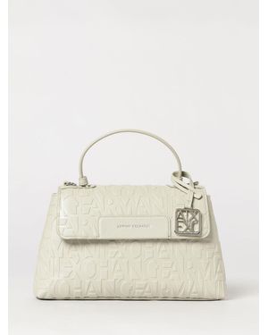 ARMANI EXCHANGE Grained Synthetic Leather Bag With Embossed Logo - Natural