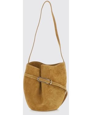 Liffner Suede Calfskin Bucket Bag With Flat Handle - White