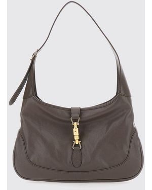 Gucci Bolso De Hombro Mediano Jackie 1961 En Piel Graneada Negra - Gris