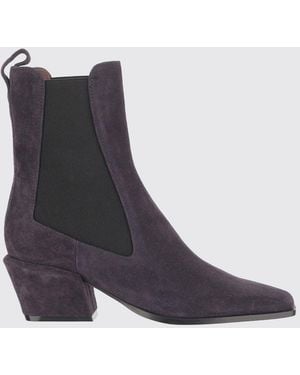 Paris Texas Bettina Suede Western Chelsea Boots With Mid Flared Heel - Purple