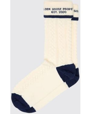 Golden Goose Intertwined Ribbed Cotton Knit Socks - Blue