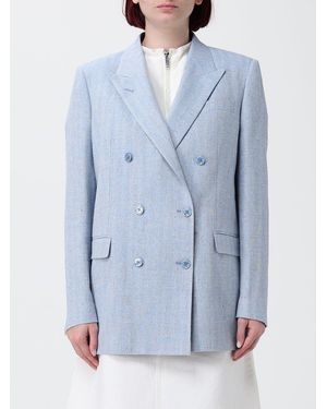 Tagliatore Double Breasted Cotton Blend Blazer - Blue