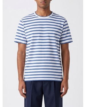 Junya Watanabe Striped Cotton T-Shirt With Crew Neck - Blue