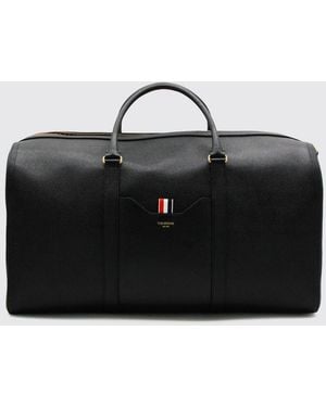 Thom Browne Reisetasche Aus Genarbtem Kalbsleder Mit Abnehmbarem Riemen - Schwarz