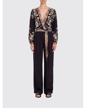 Twinset Mono De Mezcla De Lino Estampado - Negro