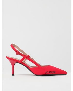Love Moschino Slingback Court Shoes Mid Heel Pointed Toe - Red