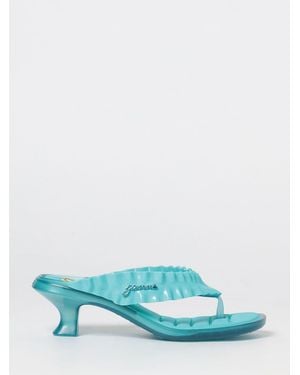 Melissa X Ganni Ruched Pvc Thong Sandals With Low Heel - Blue