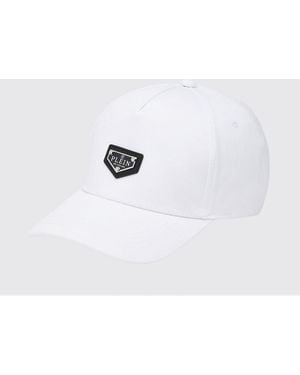 Philipp Plein Cotton Baseball Cap With A Contrasting Front Logo - White