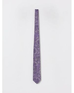Etro Paisley Micro-Stripe Jacquard Silk Tie - Purple