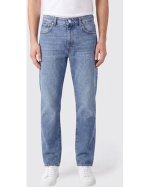 Incotex Vaqueros Rectos De Cinco Bolsillos En Denim De Puro Algodón - Azul