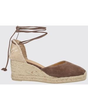 Castañer Carina Suede Espadrilles With Mid Wedge Heel And Ankle Ties - Natural