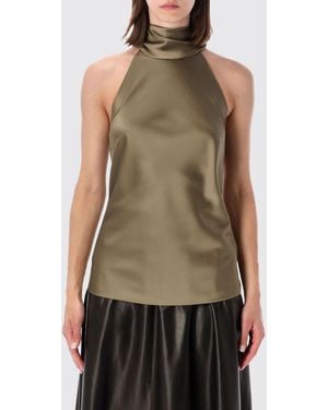 Ralph Lauren Schulterfreies Slim Fit Top Aus Satin Mit Schalkragen - Grün