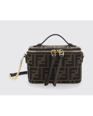 Fendi Mini-Vanity-Case Aus Stoff Mit Ff-Monogramm-Jacquard - Schwarz