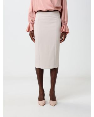 Hanita High-Waisted Jersey Pencil Midi Skirt With Back Slit - White