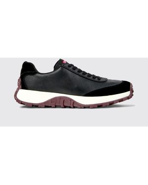 Camper Drift Trail Grained Leather And Suede Trainers - Black