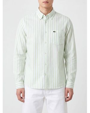 Lacoste Gestreiftes Baumwollhemd - Grün