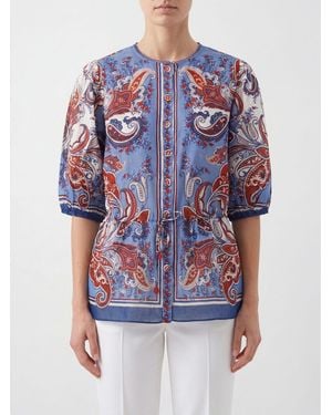 FARM Rio Paisley Cotton Blouse - Blue