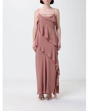 Patrizia Pepe Long Viscose Dress With Ruffles - Pink