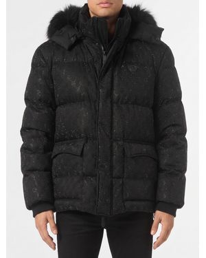 Philipp Plein Monogram Down Jacket With Rhinestones - Black