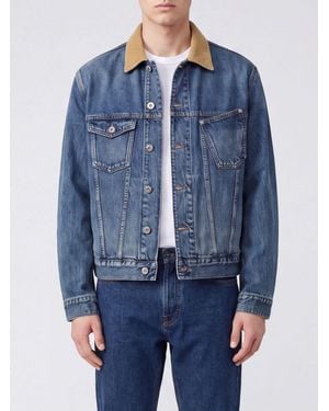 JW Anderson Cotton Denim Jacket With A Corduroy Collar - Blue