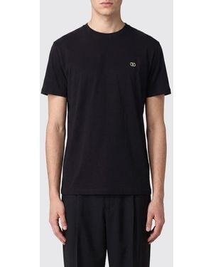 Valentino Vlogo Signature Cotton T-Shirt With Contrasting Logo - Black