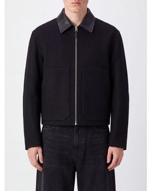 Givenchy Wool Shirt Jacket With Contrasting Leather Collar - Blue