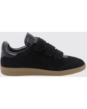 Isabel Marant Beth Suede Sneakers With Velcro Strap Closure - Black