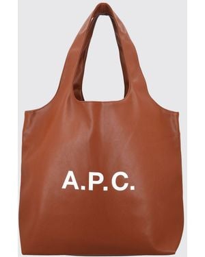 A.P.C. Große Ninon Tote-Bag Aus Recycelten Materialien Mit Gedrucktem Logo - Braun