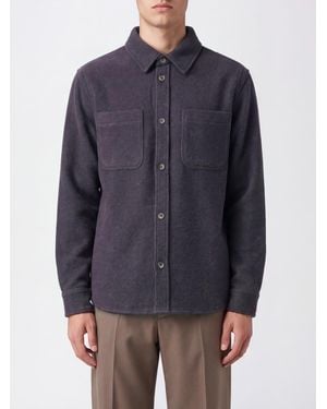 Les Deux Recycled Wool Blend Shirt Jacket With Applied Logo - Blue