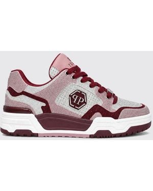 Philipp Plein Predator V2 Leder-Sneaker Mit Kristallen Und Hexagon-Logo - Pink