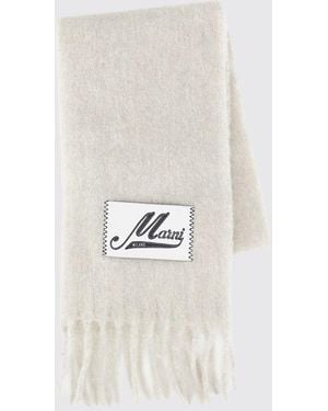Marni Logo-Patch Fringed Alpaca Wool-Blend Scarf - White