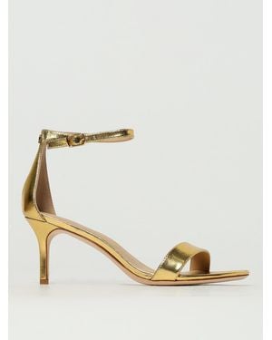 Ralph Lauren Kitten Heel Leather Sandals - Metallic