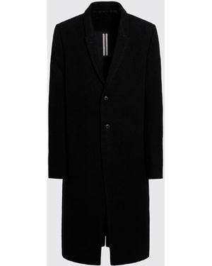 Rick Owens Single-Breasted Knee-Length Wool Coat With Classic Lapels - Black