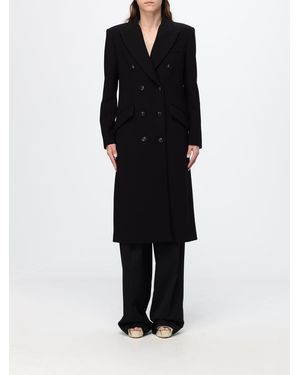 Elisabetta Franchi Double-Breasted Long Coat - Black