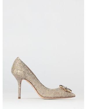 Dolce & Gabbana Dolce &Amp Gabbana Taormina Lace Court Shoes With Jewel Buckle - Natural