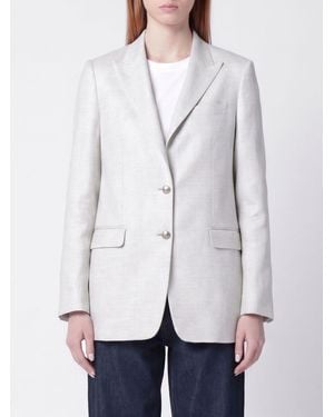 Tagliatore Single Breasted Cotton And Linen Blend Blazer - White