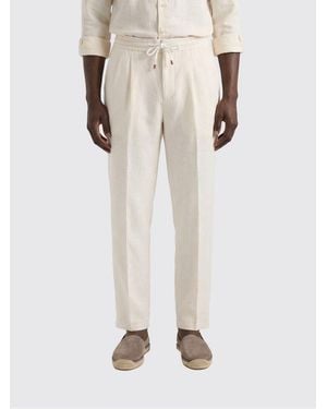 Brunello Cucinelli Linen And Cotton Trousers - Natural
