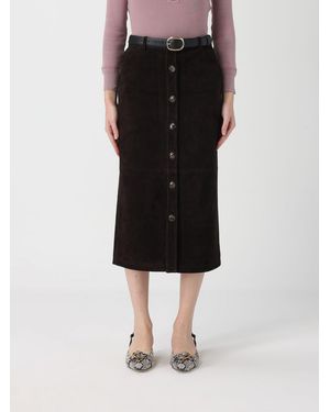 Self-Portrait Suede Midi Skirt - Black