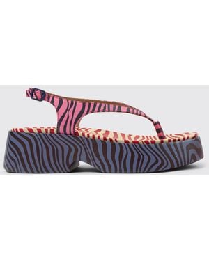 Camper Tasha Zebra Print Leather Sandal - White